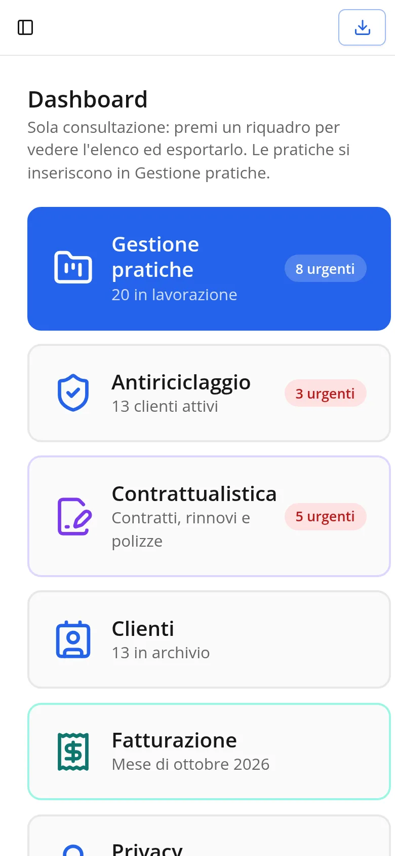 Il programma aperto sul telefono